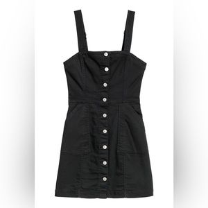 H&M Divided a short black button front denim dress with pockets